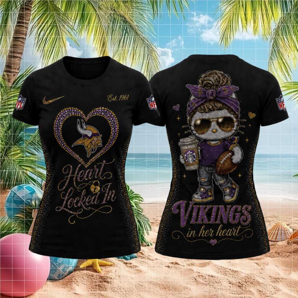 Minnesota Vikings Messy Bun Mascot Heart Graphic Football Shirt Minnesota Vikings Messy Bun Mascot Heart Graphic Football Shirt