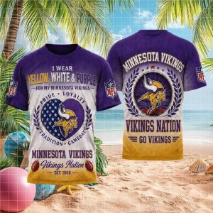 Minnesota Vikings Nation Yellow White Purple Football Fan T Shirt