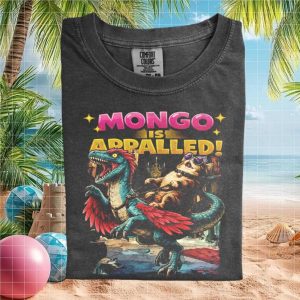 Mongo Is Appalled Dinosaur Cat Riding Graphic Comfort Colors T Shirt