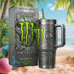 Monster Energy Unleash The Beast Stanley Style Skull Retro Collector’s Edition Gift Stainless Steel Insulated Tumbler