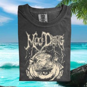 Moo Deng Baby Hippo Heavy Metal Band Logo Cute Animal T Shirt