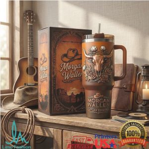 Morgan Wallen Outlaw Country Bull Skull Vintage 20oz Fan Gift Stainless Steel Insulated Tumbler