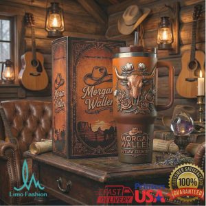 Morgan Wallen Outlaw Country Bull Skull Vintage 20oz Fan Gift Stainless Steel Insulated Tumbler