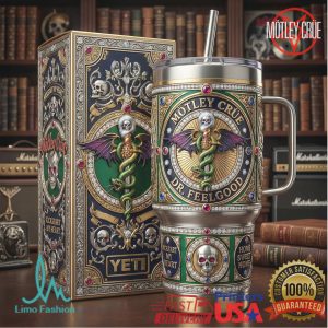 Motley Crue Dr Feelgood World Tour 1989 Vintage Retro 20oz Rock Gifts Stainless Steel Insulated Tumbler