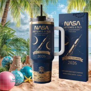 NASA Artemis II SLS 68th Anniversary 2026 Space Exploration Blue Stainless Steel Insulated Tumbler
