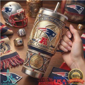 New England Patriots AFC Champions 2026 Retro Gold Gifts for Football Fans Stainless Steel Insulated Tumbler