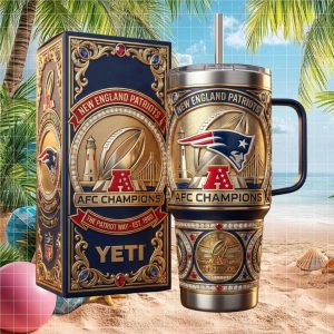 New England Patriots AFC Champions The Patriot Way Retro 20oz Gift Fans Stainless Steel Insulated Tumbler