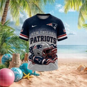 New England Patriots Helmet Stars and Stripes Football T Shirt