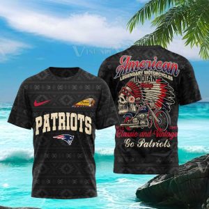 New England Patriots Indian Motorcycle Classic Vintage Sports T Shirt