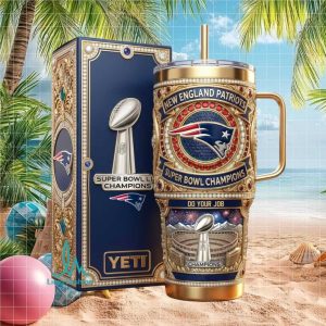 New England Patriots Super Bowl Champions Do Your Job Trophy Commemorative Stainless Steel Insulated Tumbler