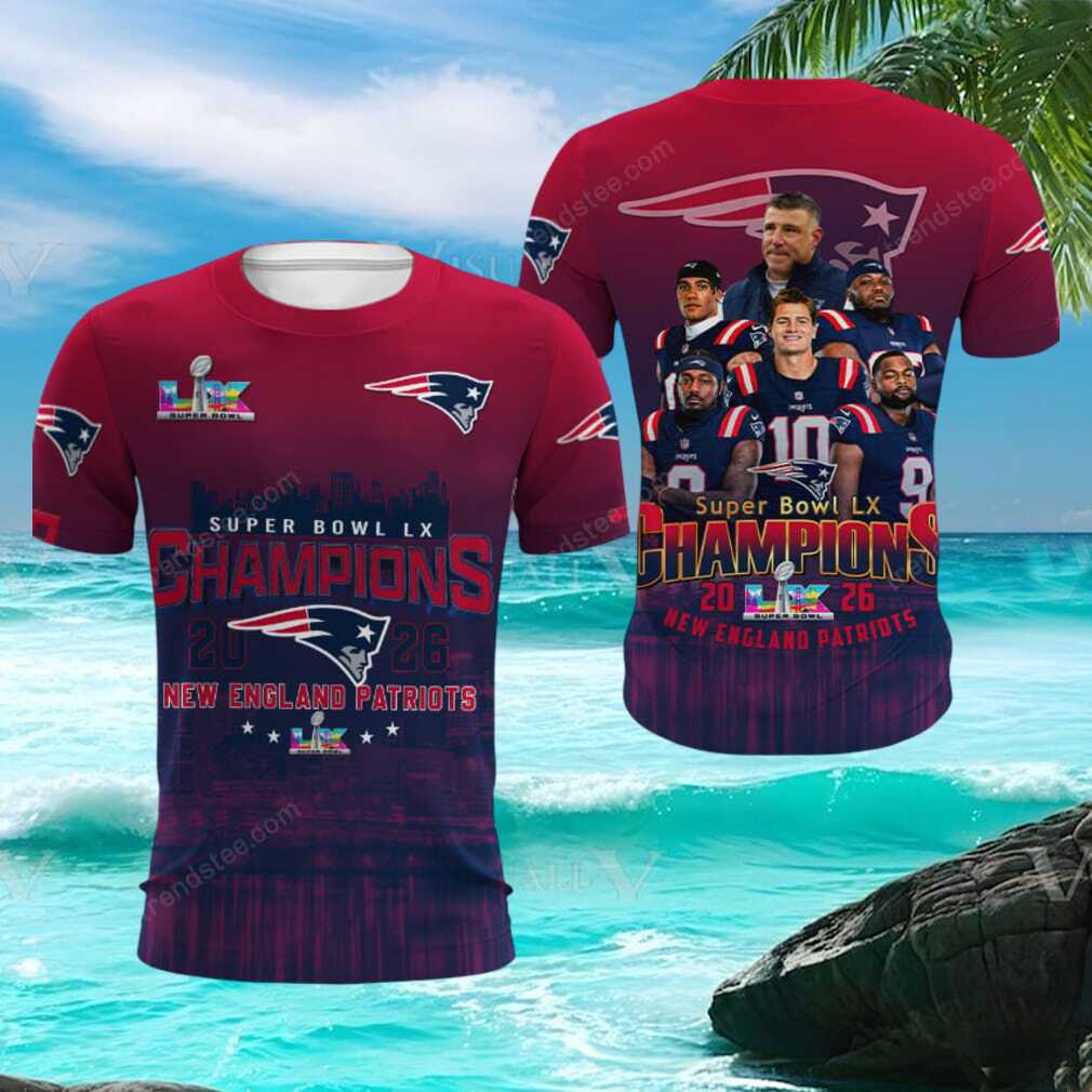 New England Patriots Super Bowl LX Champions Team Photo T Shirt New England Patriots Super Bowl LX Champions Team Photo T Shirt