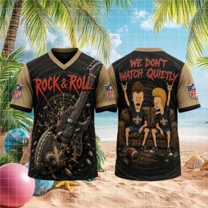 New Orleans Saints Rock And Roll Cartoon Couch Fans V Neck T Shirt