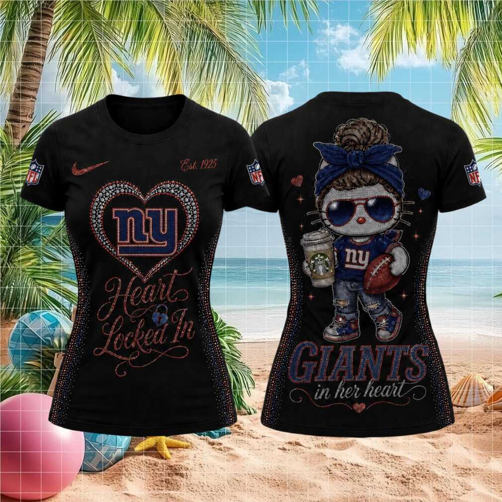 New York Giants Kitty Mascot Heart Locked In Football T Shirt New York Giants Kitty Mascot Heart Locked In Football T Shirt