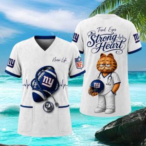 New York Giants NFL Garfield Nurse Strong Heart Medical Uniform T Shirt