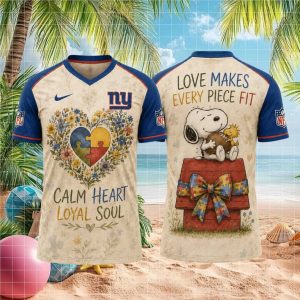 New York Giants Snoopy Autism Awareness Floral Football T Shirt