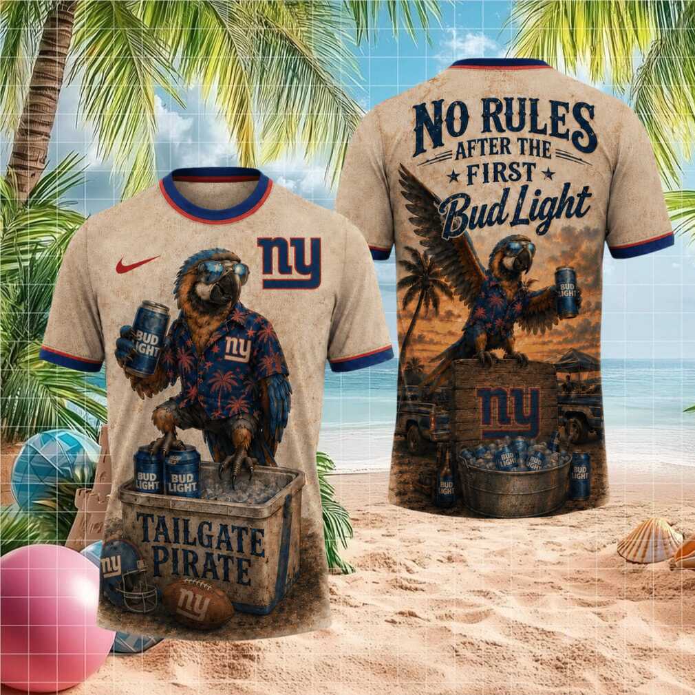 New York Giants Tailgate Pirate Parrot Bud Light 3D T Shirt New York Giants Tailgate Pirate Parrot Bud Light 3D T Shirt