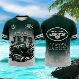 New York Jets Ombre Helmet Graphic Football Jersey T Shirt