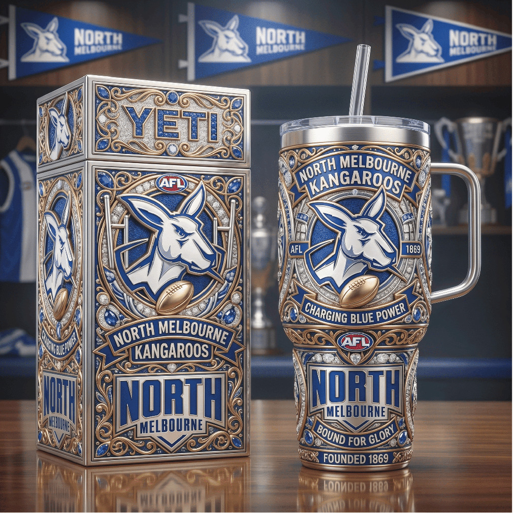 North Melbourne Kangaroos AFL Charging Blue Power 2026 Vintage Retro 20oz Gift Stainless Steel Insulated Tumbler North Melbourne Kangaroos AFL Charging Blue Power 2026 Vintage Retro 20oz Gift Stainless Steel Insulated Tumbler