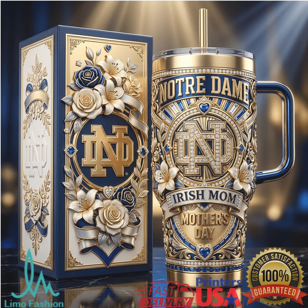 Notre Dame Fighting Irish Mom 2026 Vintage Gold Filigree Gifts for Fans Stainless Steel Insulated Tumbler Notre Dame Fighting Irish Mom 2026 Vintage Gold Filigree Gifts for Fans Stainless Steel Insulated Tumbler