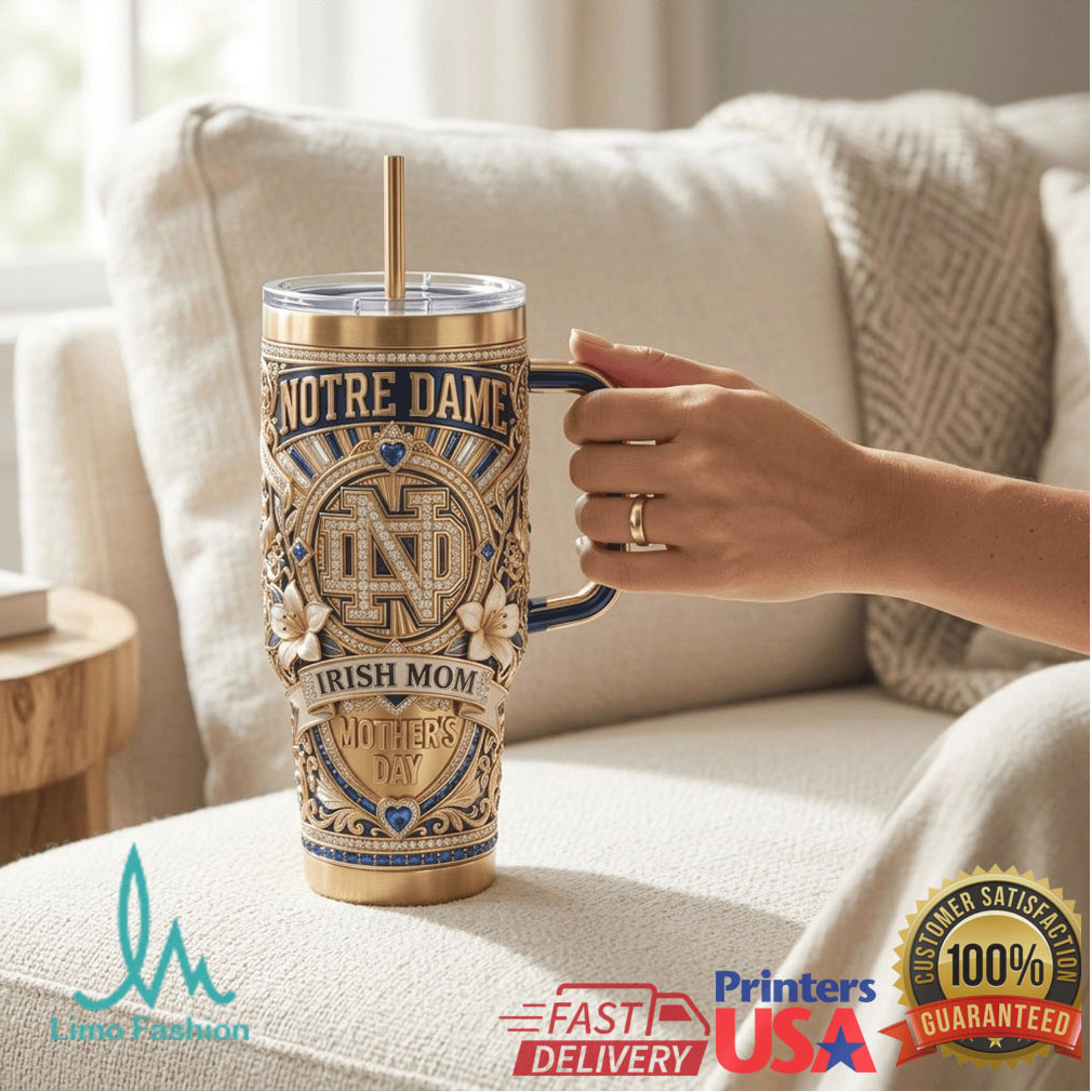 Notre Dame Fighting Irish Mom 2026 Vintage Gold Filigree Gifts for Fans Stainless Steel Insulated Tumbler Notre Dame Fighting Irish Mom 2026 Vintage Gold Filigree Gifts for Fans Stainless Steel Insulated Tumbler