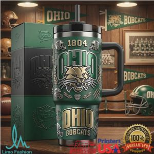 Ohio Bobcats NCAA 1804 Football 2026 Retro Green 20oz Gift for Men Stainless Steel Insulated Tumbler