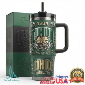 Ohio Bobcats NCAA 1804 Football 2026 Retro Green 20oz Gift for Men Stainless Steel Insulated Tumbler