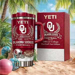 Oklahoma Sooners Football 136th Anniversary 1890 2026 Official Fan Edition Stainless Steel Insulated Tumbler