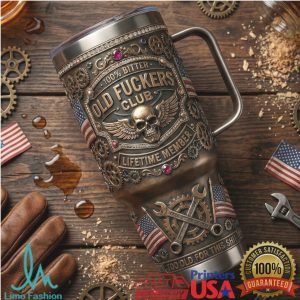 Old Fuckers Club Lifetime Member 2026 Retro Biker Style Gifts for Men Stainless Steel Insulated Tumbler