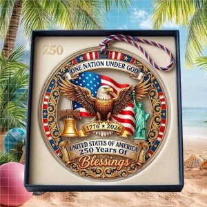 One Nation Under God 250 Years of Blessings 1776 2026 Patriotic Ornament