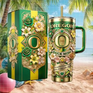 Oregon Ducks NCAA Duck Mom Floral 2026 Retro 20oz Gift Women Stainless Steel Insulated Tumbler