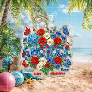 Patriotic America Floral Bouquet Ornament Independence Freedom Brave Power Ornament
