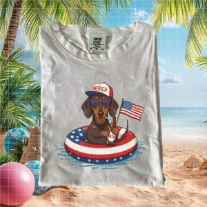 Patriotic Dachshund Dog Beer Float 4th of July T Shirt