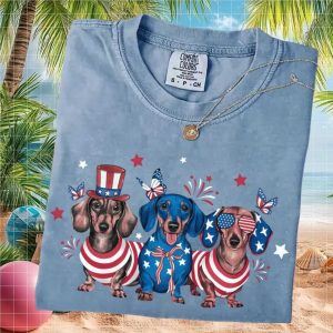 Patriotic Dachshund Dogs 4th of July Independence Day T Shirt