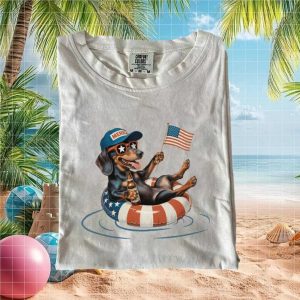 Patriotic Dachshund Pool Float 4th of July T Shirt
