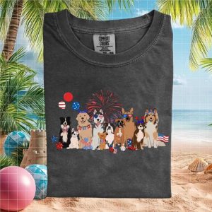 Patriotic Dogs Fireworks 4th Of July Party Graphic T Shirt