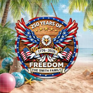 Patriotic Eagle & Flags 250 Years of Freedom Custom Acrylic Ornament