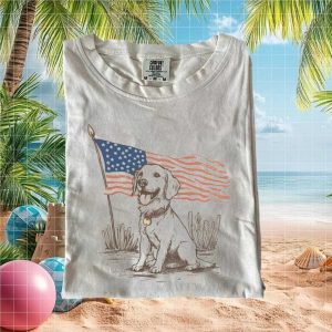 Patriotic Golden Retriever American Flag Desert T Shirt