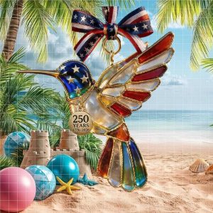 Patriotic Hummingbird 250 Years America 1776 2026 Anniversary Graphic Ornament
