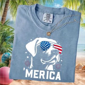 Patriotic Labrador Sunglasses Merica 4th of July T Shirt