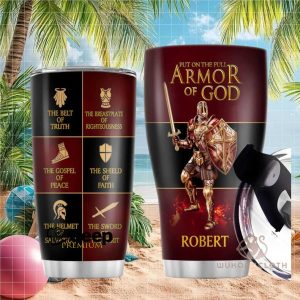 Personalized Armor of God Knight Christian Religious Spiritual Men Gift Stainless Steel Insulated Tumbler