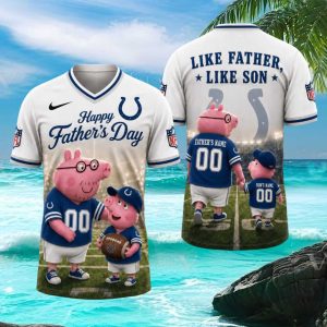 Personalized Indianapolis Colts Dad & Son T Shirt Custom Father's Day Football Gift