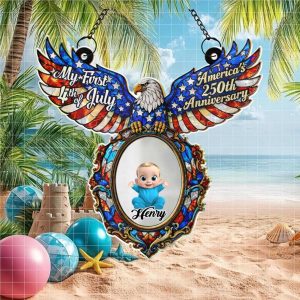 Personalized My First 4th of July Baby Photo Eagle Ornament Ornament