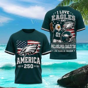 Philadelphia Eagles America 250 Years Of Freedom Dark Green T Shirt