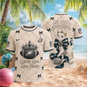 Philadelphia Eagles Crown Cat Luxury Look Loyal Heart T shirt