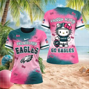 Philadelphia Eagles Hello Kitty Cute Pink Football Women T shirt