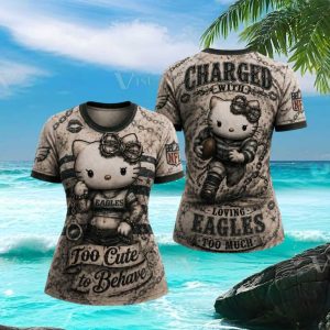 Philadelphia Eagles Hello Kitty Too Cute To Behave NFL Women's Graphic T Shirt