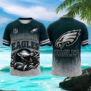 Philadelphia Eagles Team Logo Helmet Ice Dye Sport T Shirt