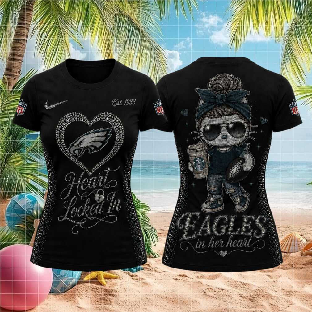 Philadelphia Football Heart Locked In Crystal Mascot Girl T shirt Philadelphia Football Heart Locked In Crystal Mascot Girl T shirt
