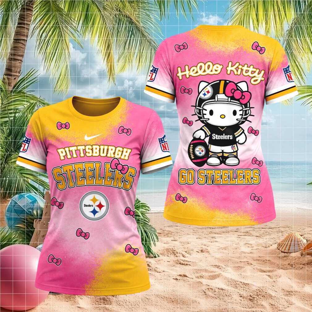 Pittsburgh ST shirtlers Hello Kitty Pink Yellow Football Women T shirt Pittsburgh ST shirtlers Hello Kitty Pink Yellow Football Women T shirt