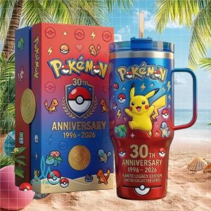 Pokemon 30th Anniversary 1996 2026 Pikachu Kanto Legacy Edition Stainless Steel Insulated Tumbler